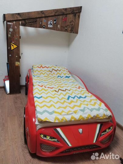 Детская кровать машина с матрасом