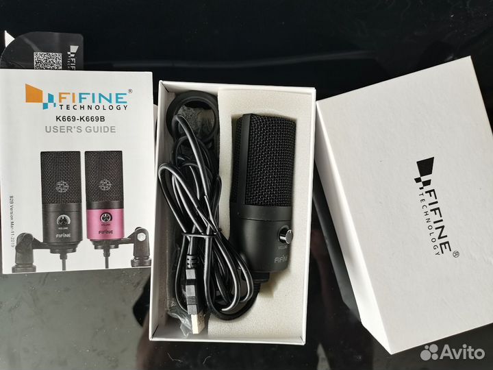 Микрофон Fifine K669B+Кронштейн+Поп фильтр