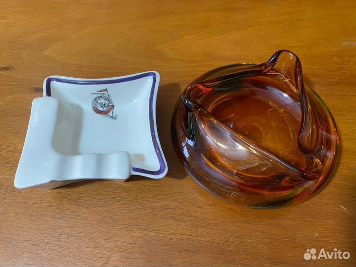 Пепельница цветное стекло Богемия