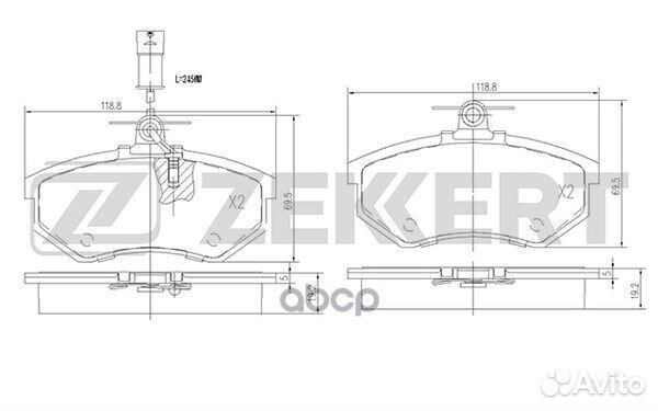 Колодки торм. диск. передн. с датчиком Chery Ti
