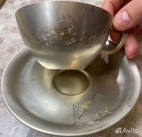 Чайная пара серебро 875 и 800 пробы