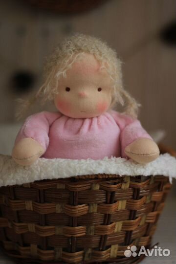 Кукла в пришивном комбинезоне