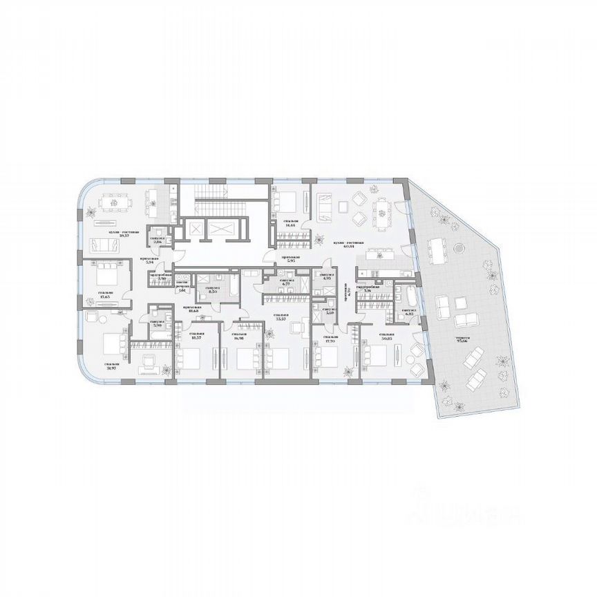 3-к. квартира, 188,1 м², 3/5 эт.