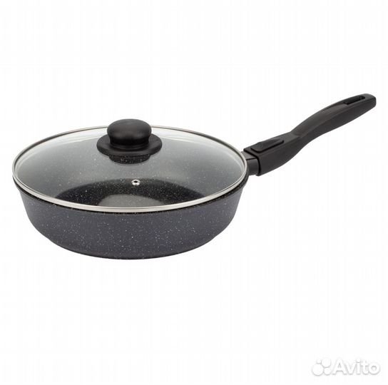Сковорода 24 см с крышкой и съемной ручкой