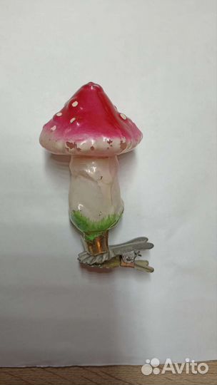 Слон и мухомор на прищепке стекло СССР