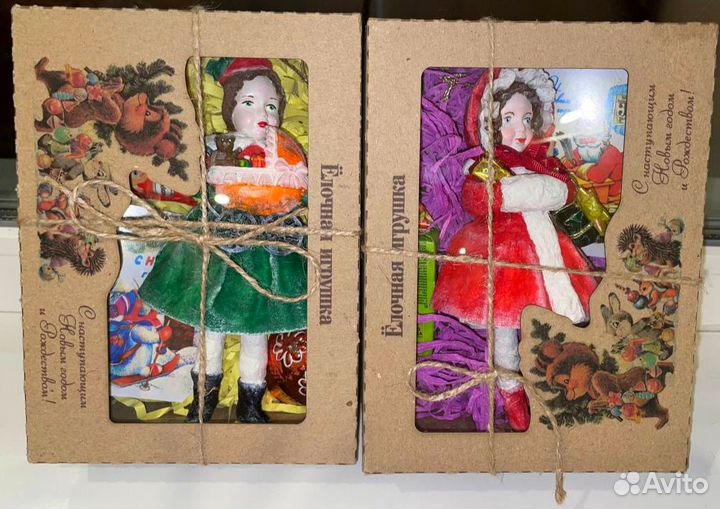 Уникальные ватные ёлочные игрушки ручной работы