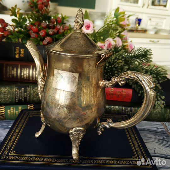 Старинный чайник, серебрение, Германия