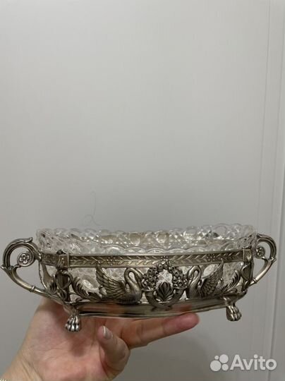 Блюдо,хрусталь,серебрение,тяжёлое,Европа