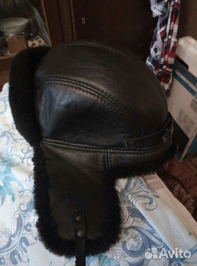 Шапка ушанка шлем (мех овчина)