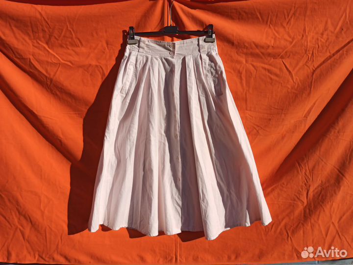 Юбка хлопок широкая светло-розовая