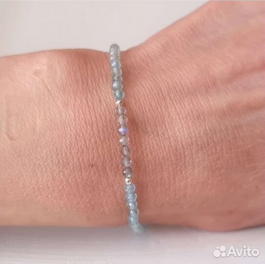 Ладбрадорит браслет с лабрадоритом и аквамарином