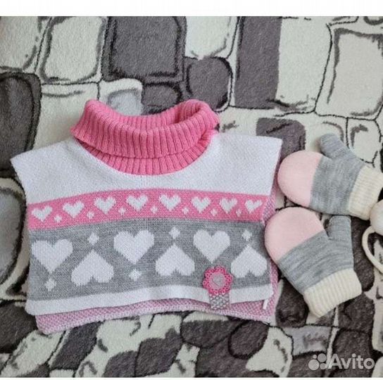 Снуд + варежки деми на возраст от 8 мес