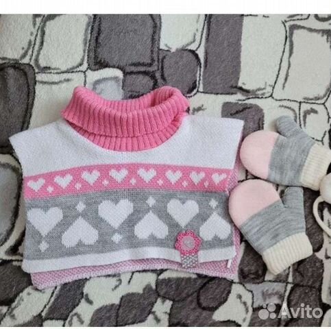 Снуд + варежки деми на возраст от 8 мес