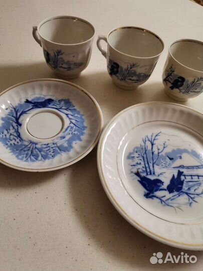 Кофейные чашки с блюдцами рижский фарфор