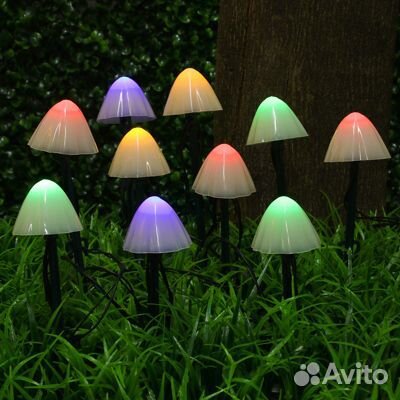 Гирлянда на солн.батарее 10LED,5м,мульти,8 реж.гри