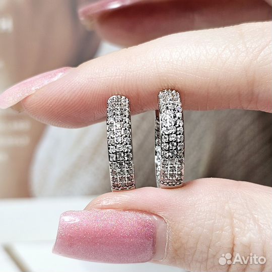 Серьги конго под белое золото