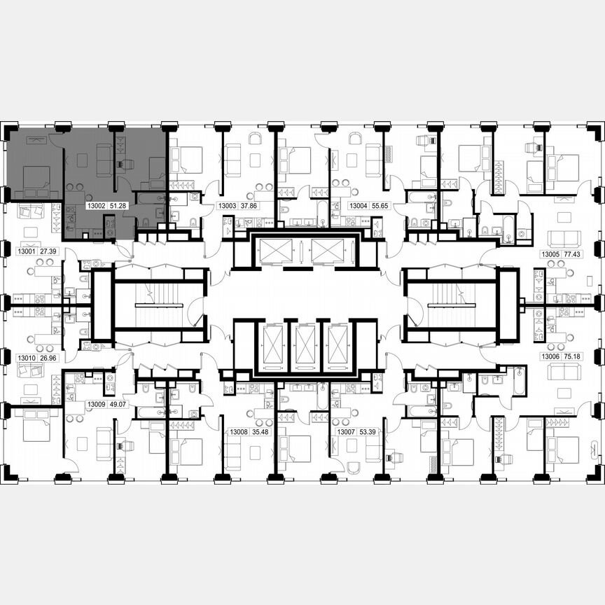2-к. квартира, 51,3 м², 30/52 эт.
