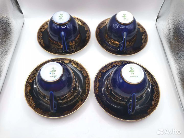 Чайные пары Кобальт лфз Позолота СССР