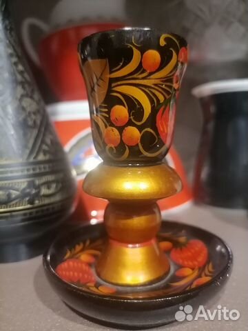 Красивый подсвечник Хохломская роспись, СССР