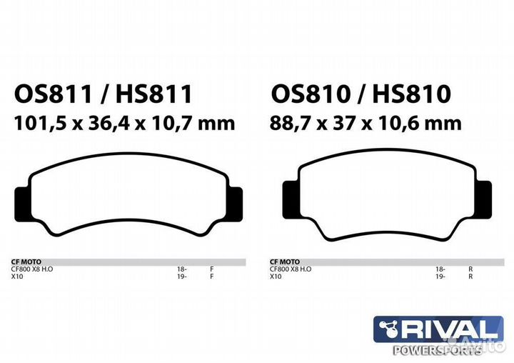 Колодки на квадроцикл CFMoto X8 H.O. X10, Z10, U10
