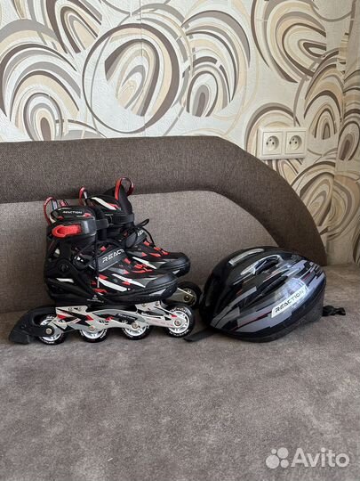 Ролики раздвижные 35-40 Reaction + шлем