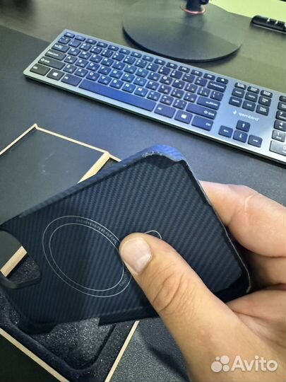 Чехол на iPhone 15 pro max карбон (кевларовый)