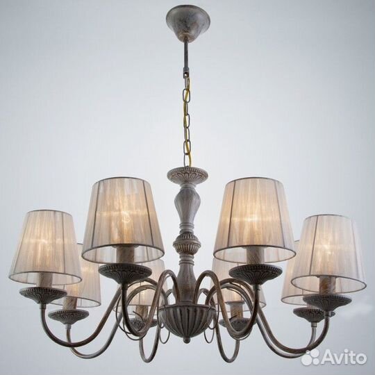 Люстра 'Моника' 8хЕ14 40т белый с золотой патиной