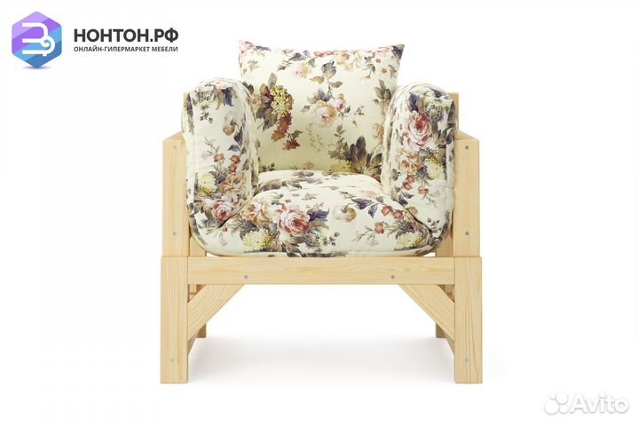 Кресло Амбер желтое с цветами