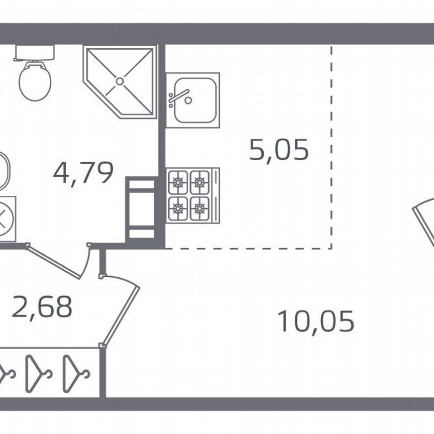 Квартира-студия, 24,8 м², 9/15 эт.