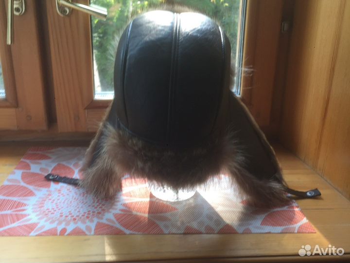 Мужская шапка(енот, нат.кожа)