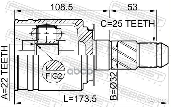 Шрус внутренний правый 22x32x25 (infiniti FX45