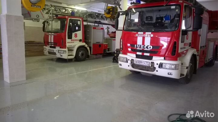 Промышленные полы для гаража пожарной спецтехники