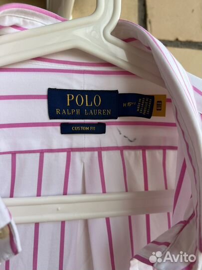 Рубашка Polo Ralph lauren бело-розовая (винтаж)