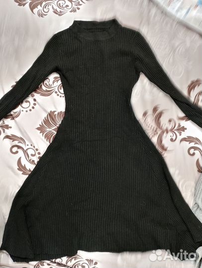 Чёрное тёплое платье лапша