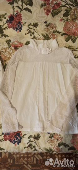 Блузка белая для девочек 134-140