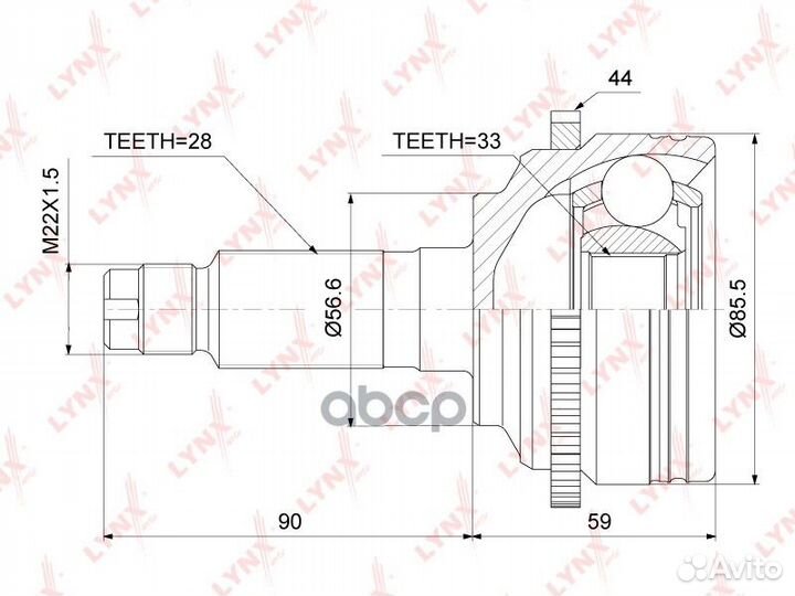 Шрус внешний перед прав/лев CO3687A lynxauto