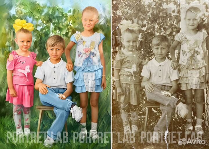 Портреты по фото и печать фото на холсте