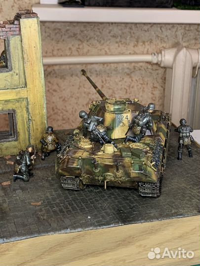 Диорама 1 35 с танком пантера и немецкой пехотой