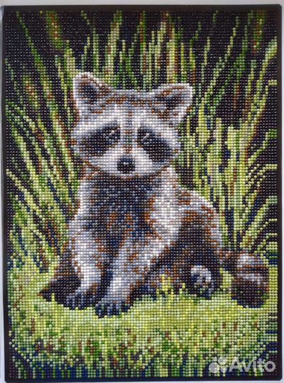 Готовая картина Алмазная мозаика Енот 30*40