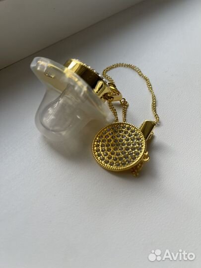 Именная пустышка с держателем ортодонтическая