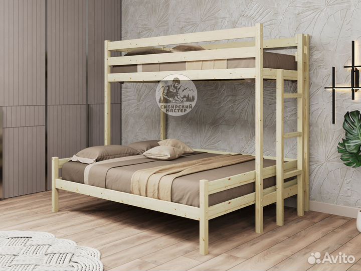 Двухъярусная детская кровать из дерева