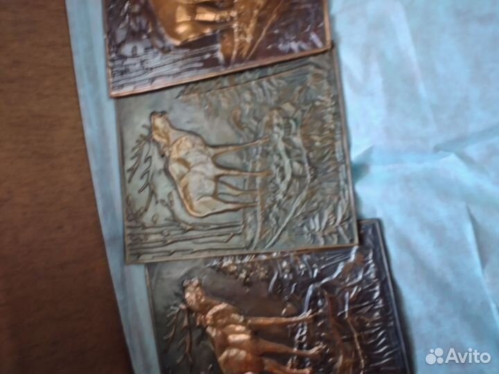 Картина панно животные нашего края чеканка СССР