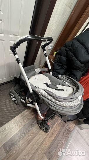 Коляска adamex barletta 3 в 1 бело серая