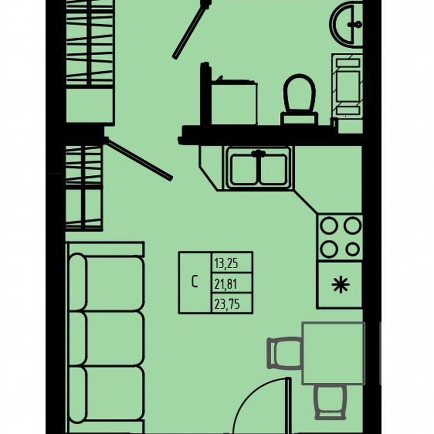 Квартира-студия, 23,8 м², 6/8 эт.