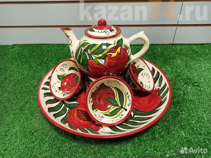 Чайный сервиз риштанская керамика гранат