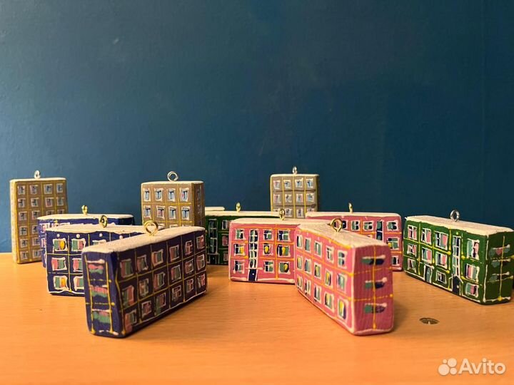 Домики деревянные новогодний декор