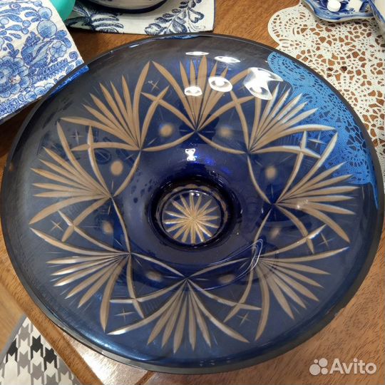 Ваза кобальтовое синее стекло СССР