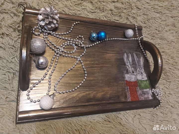 Поднос деревянный из массива сосны