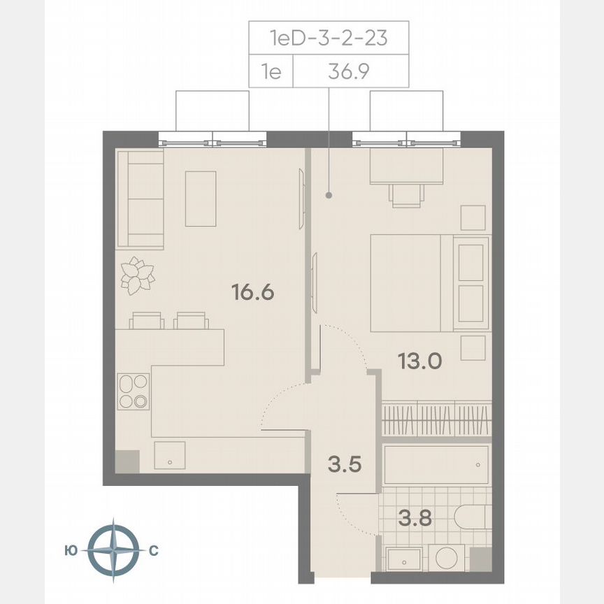 1-к. квартира, 36,9 м², 8/23 эт.