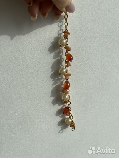 Браслет из натурального жемчуга и камней